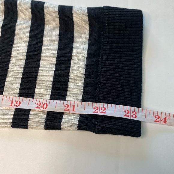 Talbots Sweater Women's 2X Cream Black Striped Neckline Beaded Detail Elegant - Picture 8 of 8